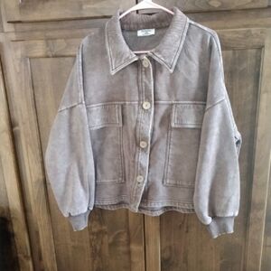 Casual Brown Sweatshirt Jacket